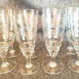 Set of 8 engraved crystal glasses from the 1970s
