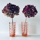 Pair of pink glass vases