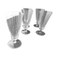 Set of 5 glass flutes engraved lined decoration art deco style