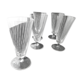 Set of 5 glass flutes engraved lined decoration art deco style