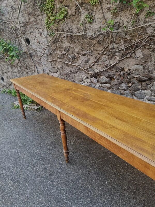 Table à manger XXL française antique, table de réfectoire / ferme, jusqu'à 14 places, vers 1880–1900
