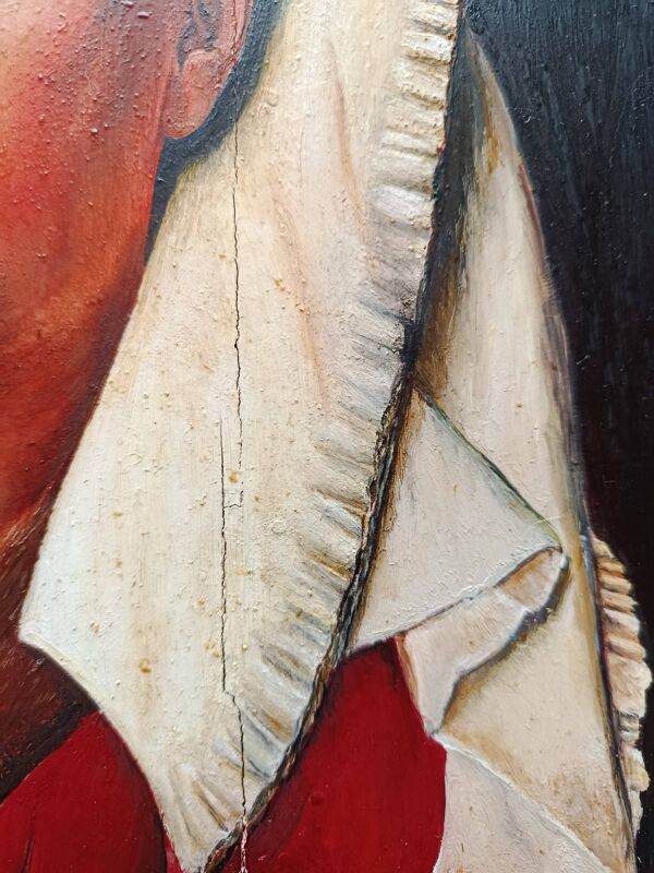 huile sur bois,  portrait Marguerite VAN EYCK, copie d'Henri BOURINET 1982