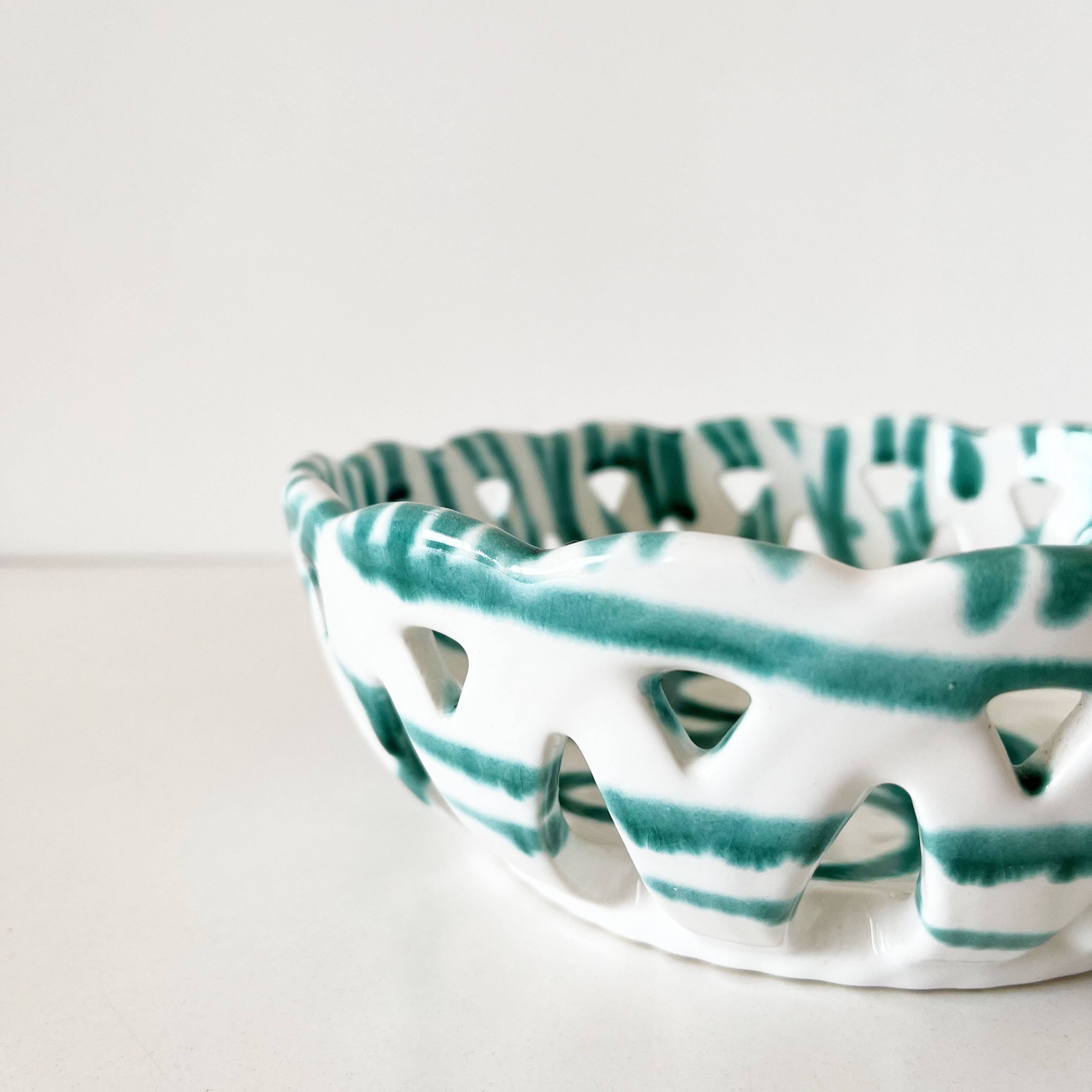 Gmundner Keramik openwork ceramic fruit bowl