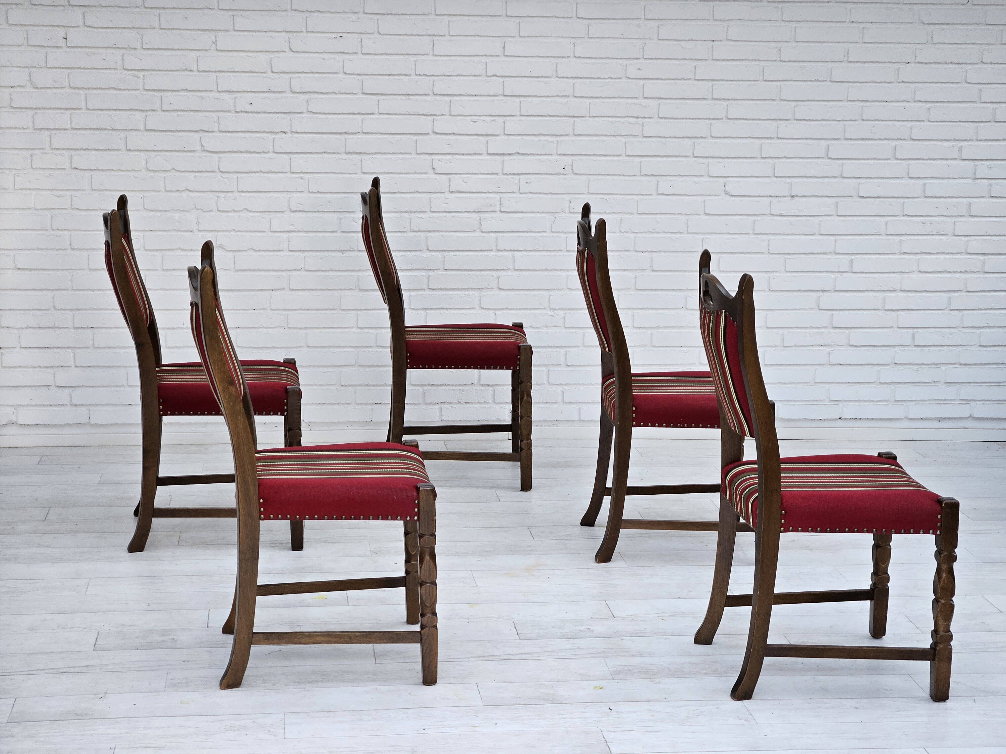 1960s, set of 5 pcs Danish dinning chairs, original good condition.