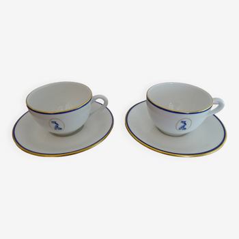 2 Bernardaud Limoges porcelain chocolate cups dolphin model - B & Cie