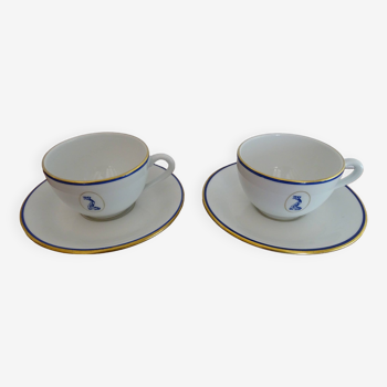 2 tasses à chocolat porcelaine Bernardaud Limoges modèle dauphin - B & Cie