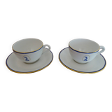 2 tasses à chocolat porcelaine Bernardaud Limoges modèle dauphin - B & Cie