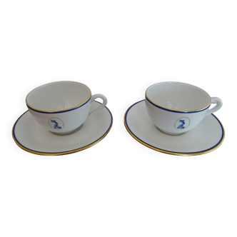 2 tasses à chocolat porcelaine Bernardaud Limoges modèle dauphin - B & Cie