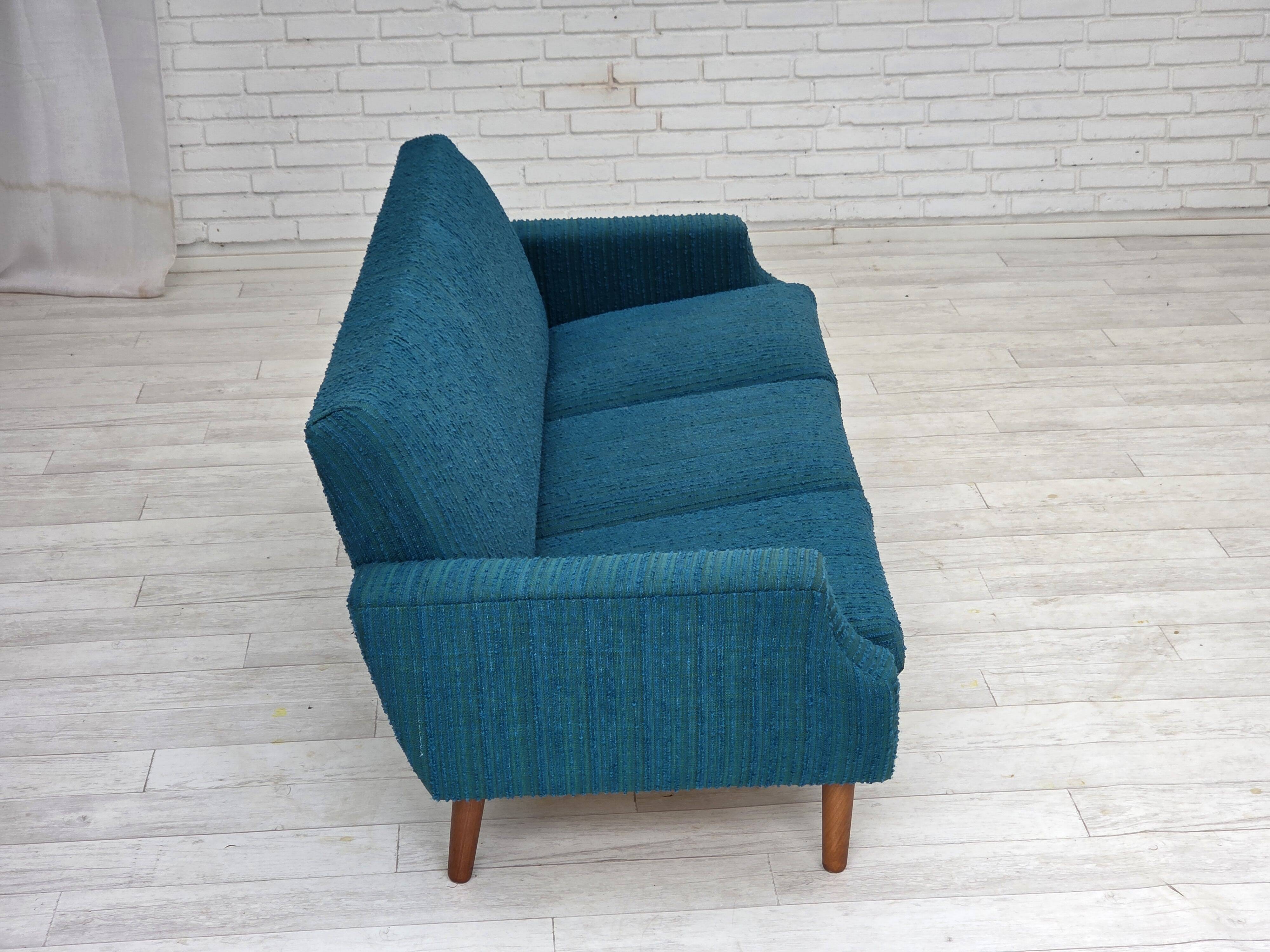 1970s, Danish 3-seater sofa, furniture wool, teak wood.