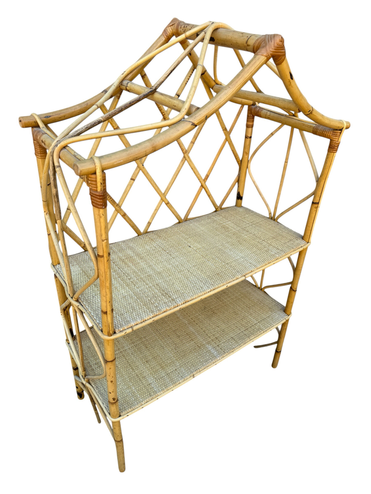 Rattan shelf Chinese hat from the 1960s Sweden