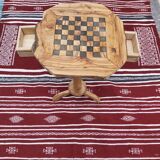table d'échecs en bois d'olivier rustique