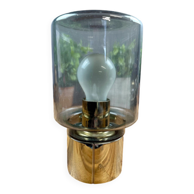 Lampe ERCO vintage – verre fumé et base chromée – design années 70