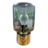 Lampe ERCO vintage – verre fumé et base chromée – design années 70
