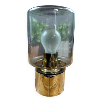 Lampe ERCO vintage – verre fumé et base chromée – design années 70