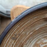 Large spiral stoneware bowl signed Jacky Colleville