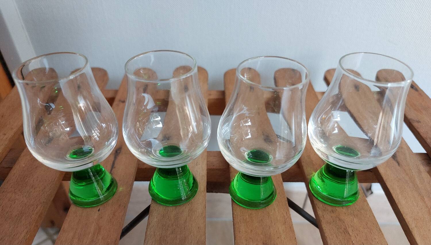 Green stemmed liqueur glass