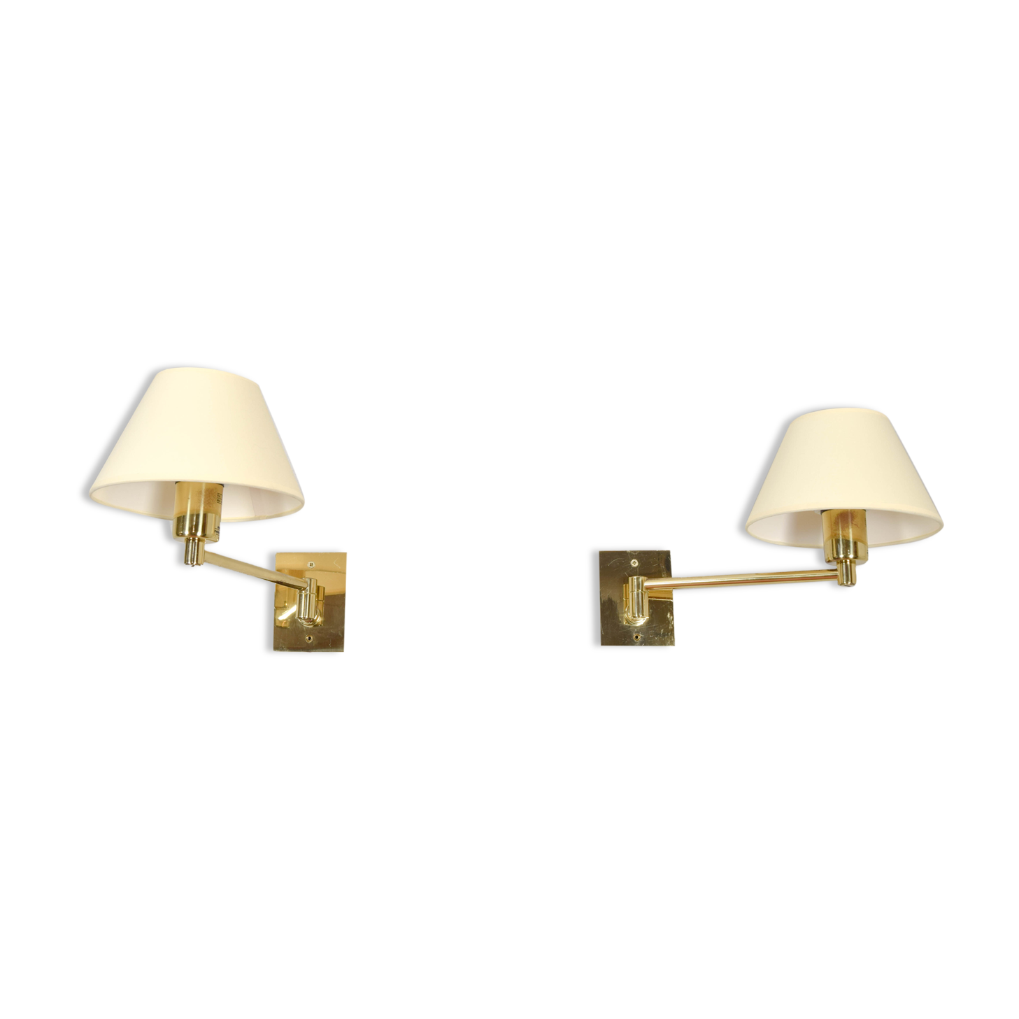 Two MidCentury Simple Swivel Arm Brass Sconce by George W. Hansen for Metalarte