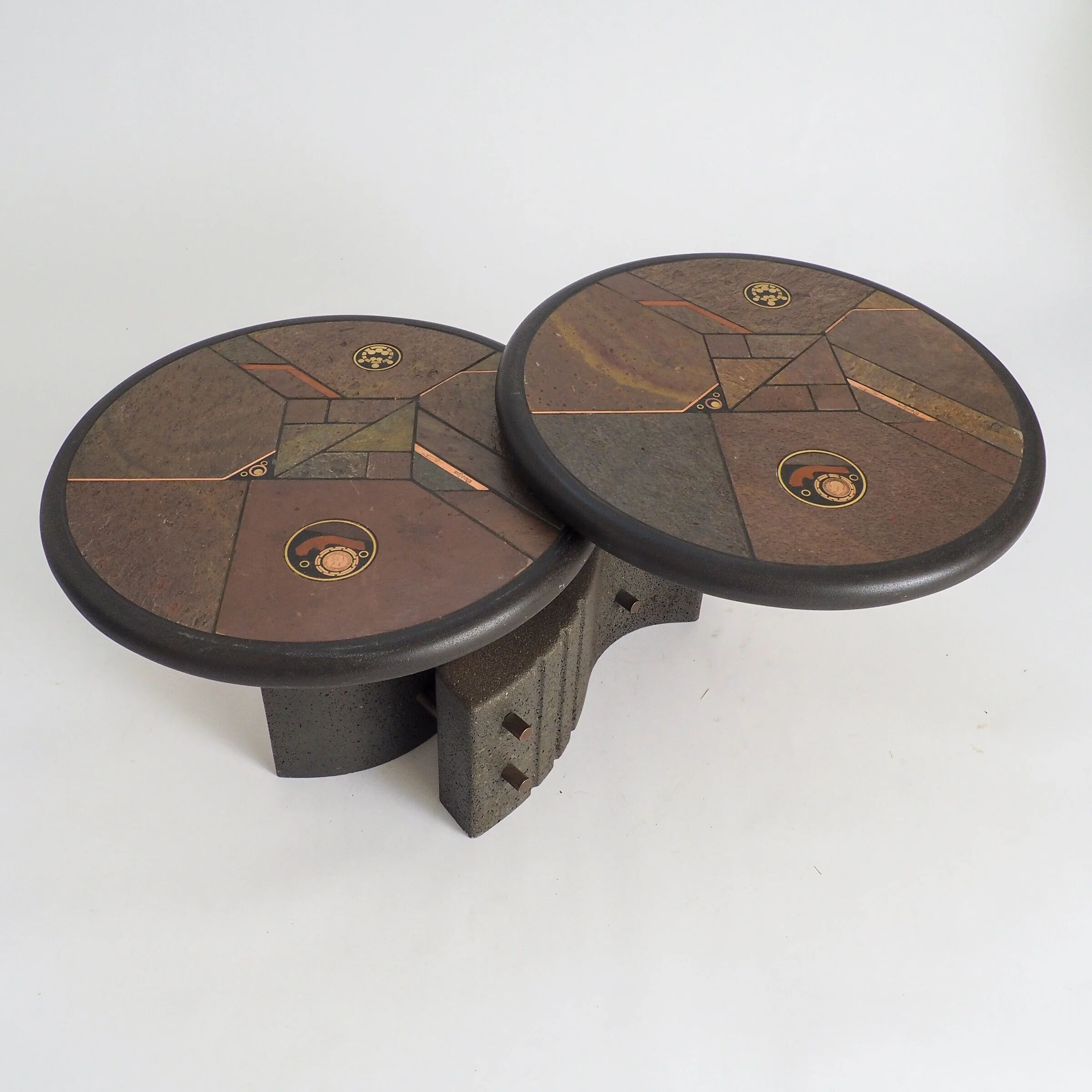 Rare two-tier modular brutalist coffee table by Paul Kingma
