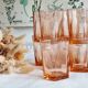 Lot de 11 verres à eau en verre rose