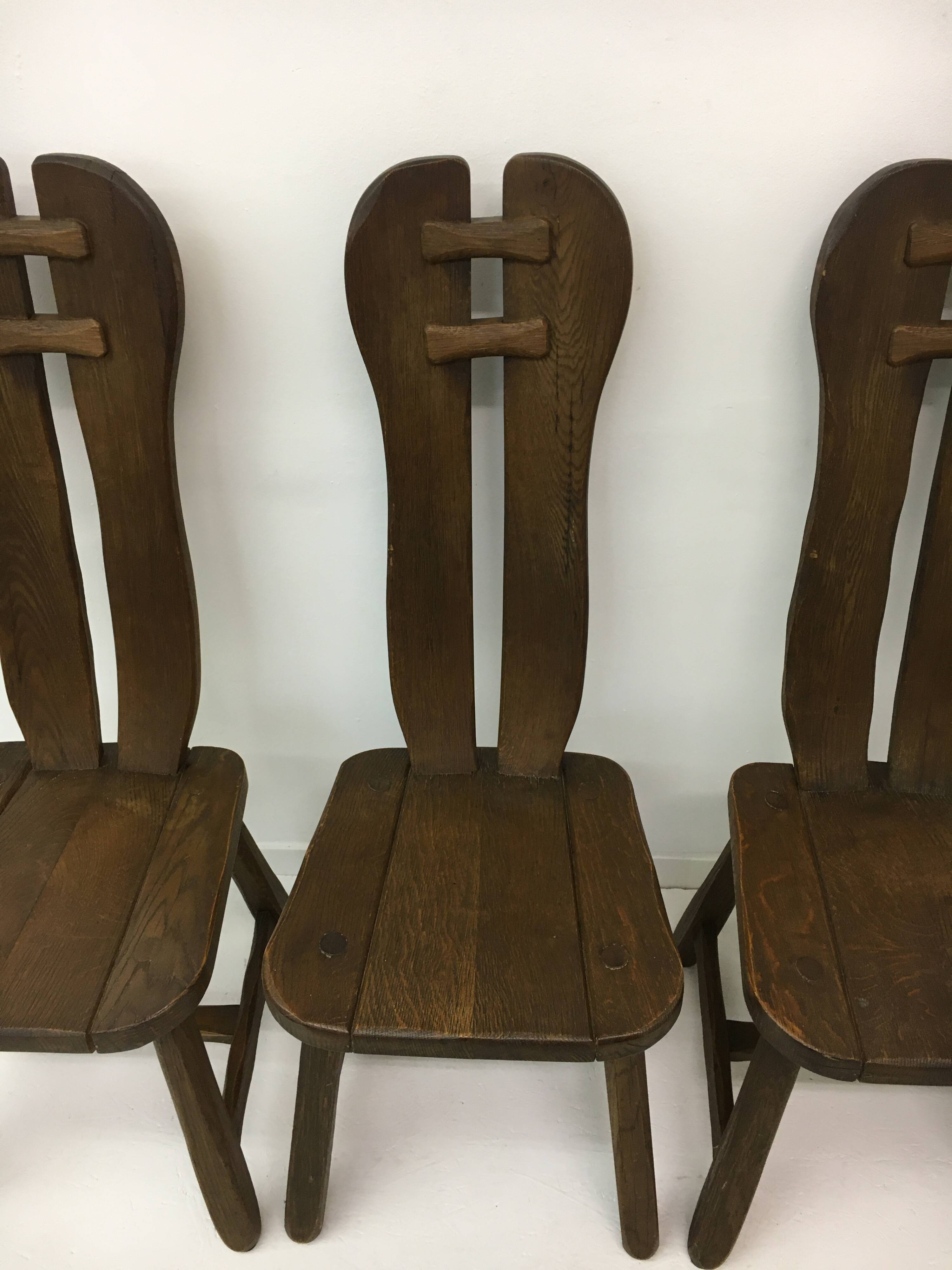 Set of 4 Belgian Brutalist Dining Chairs from De Puydt, 1970’s