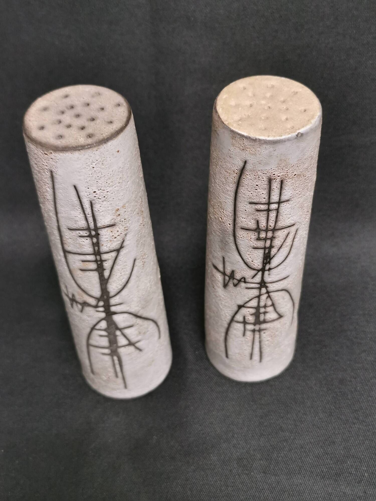 Salt and pepper shakers, vintage ceramic Galerie PALISSY Vallauris