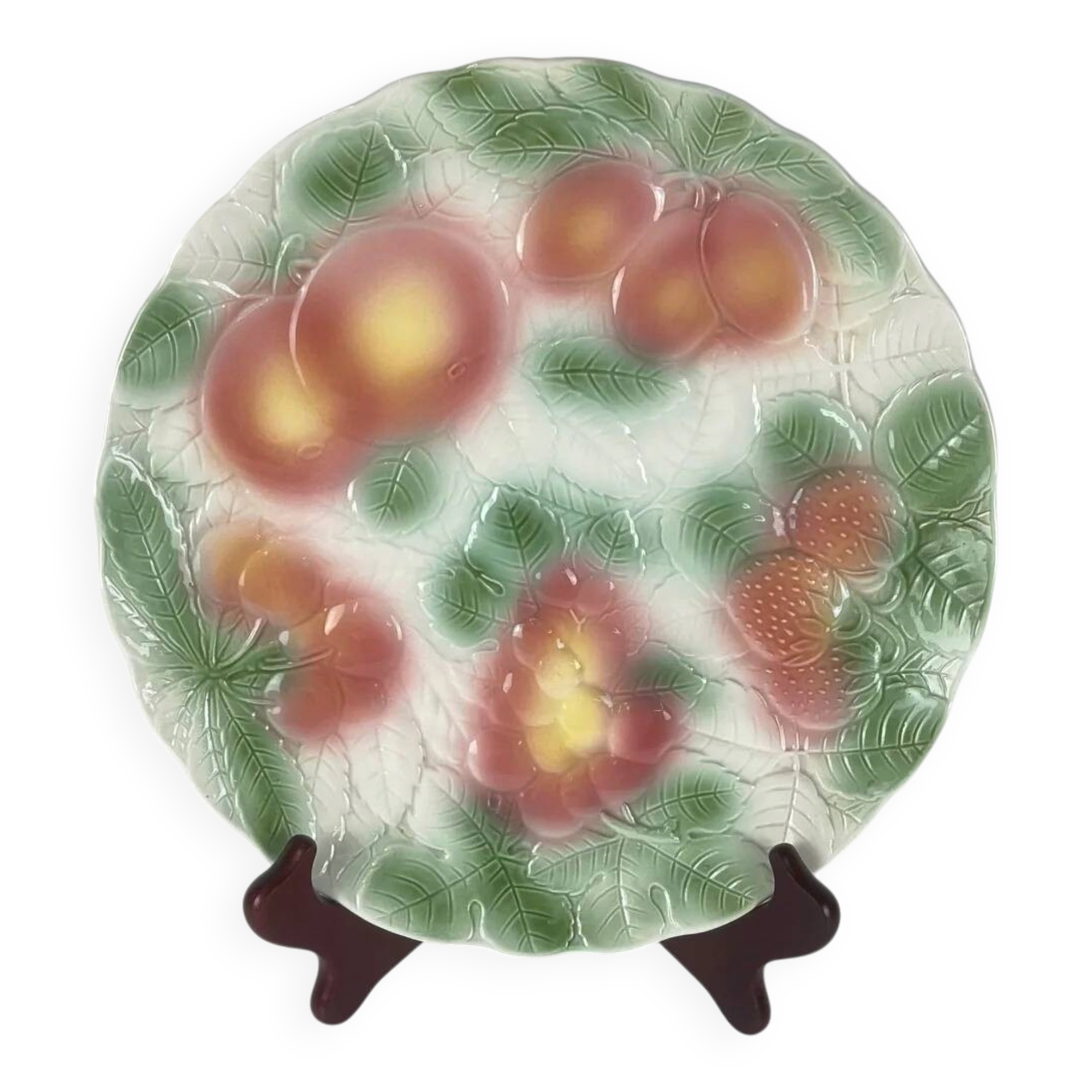 Lunéville barbotine fruit plate, 1960s/70s
