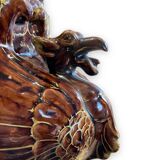 Important Longchamp Griffon vase in golden ceramic