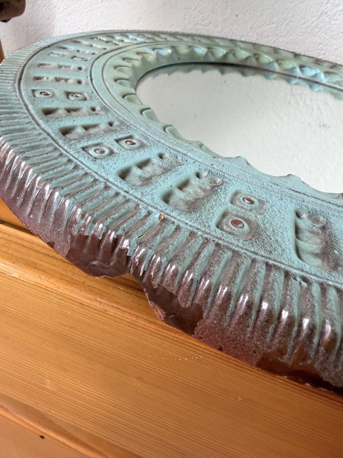 Art mirror Italy in ceramic from the 90s.