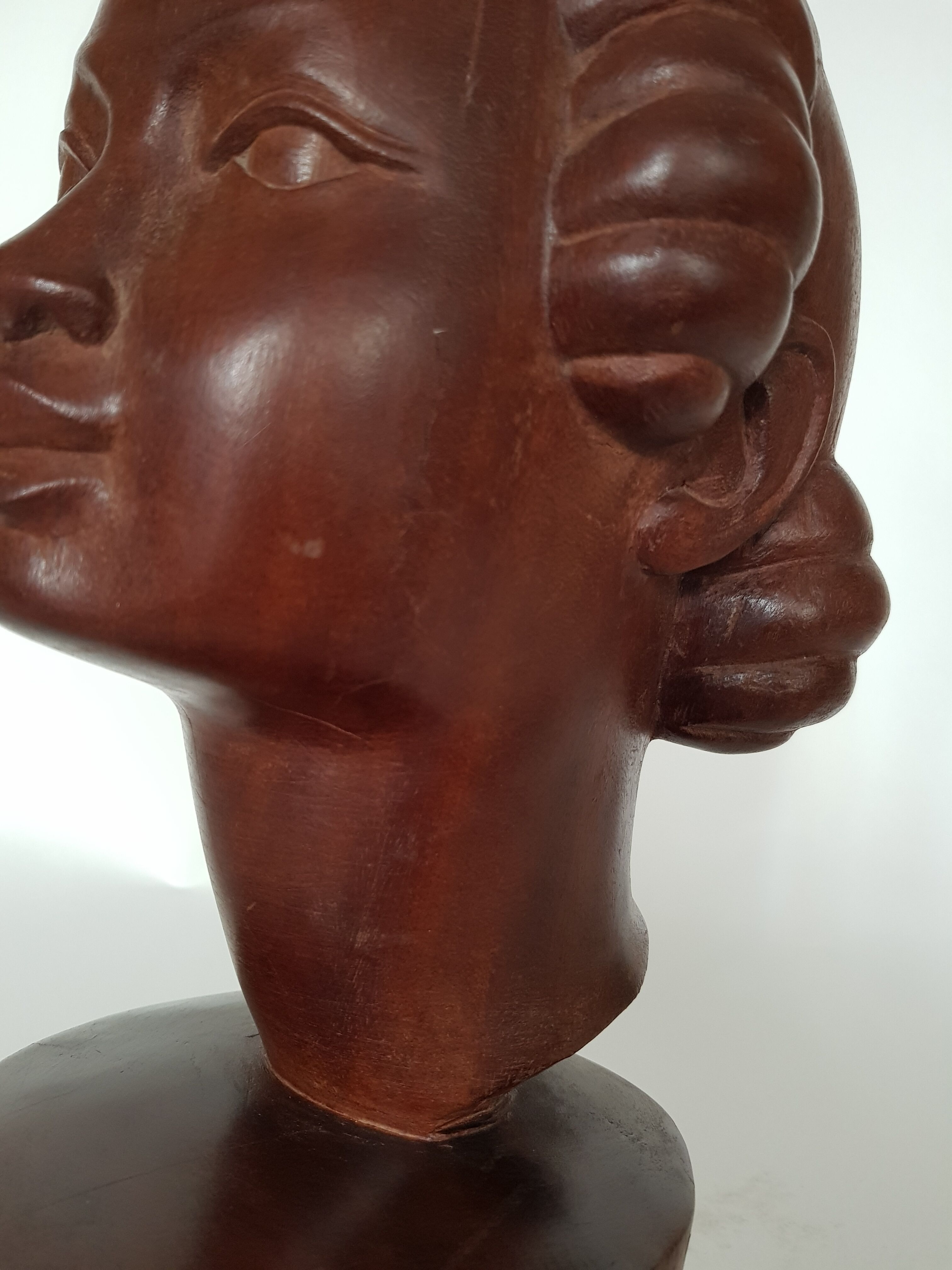 Wooden sculpture, "Young girl with macaroons" 30'