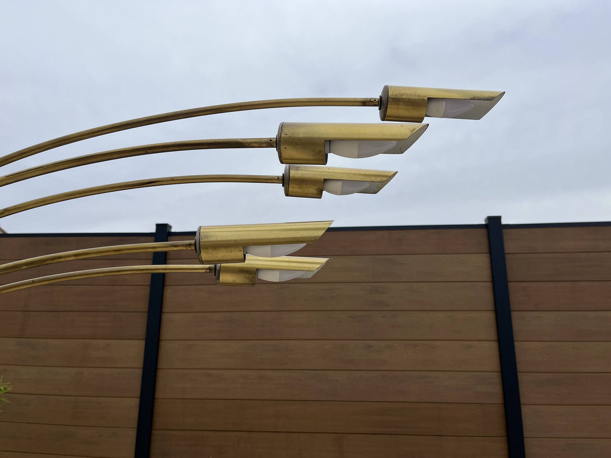lampadaire 5 feux doré design des années 70