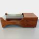 Vintage bar coffee table on rosewood wheels and smoked glass from the 60s