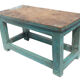 Bench petit tabouret chevet rest plant ancient teck blue skate 53x26x30cm