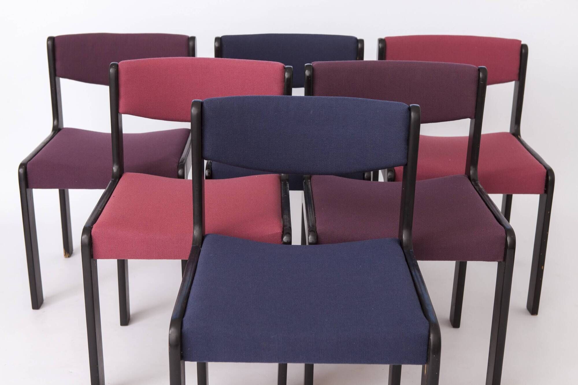 Set of 6 Vintage German Dining Chairs, 1950s–1960s, Black Beechwood