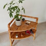 Table d'angle en bambou et rotin par Adrien Audoux et Frida Minet années 50