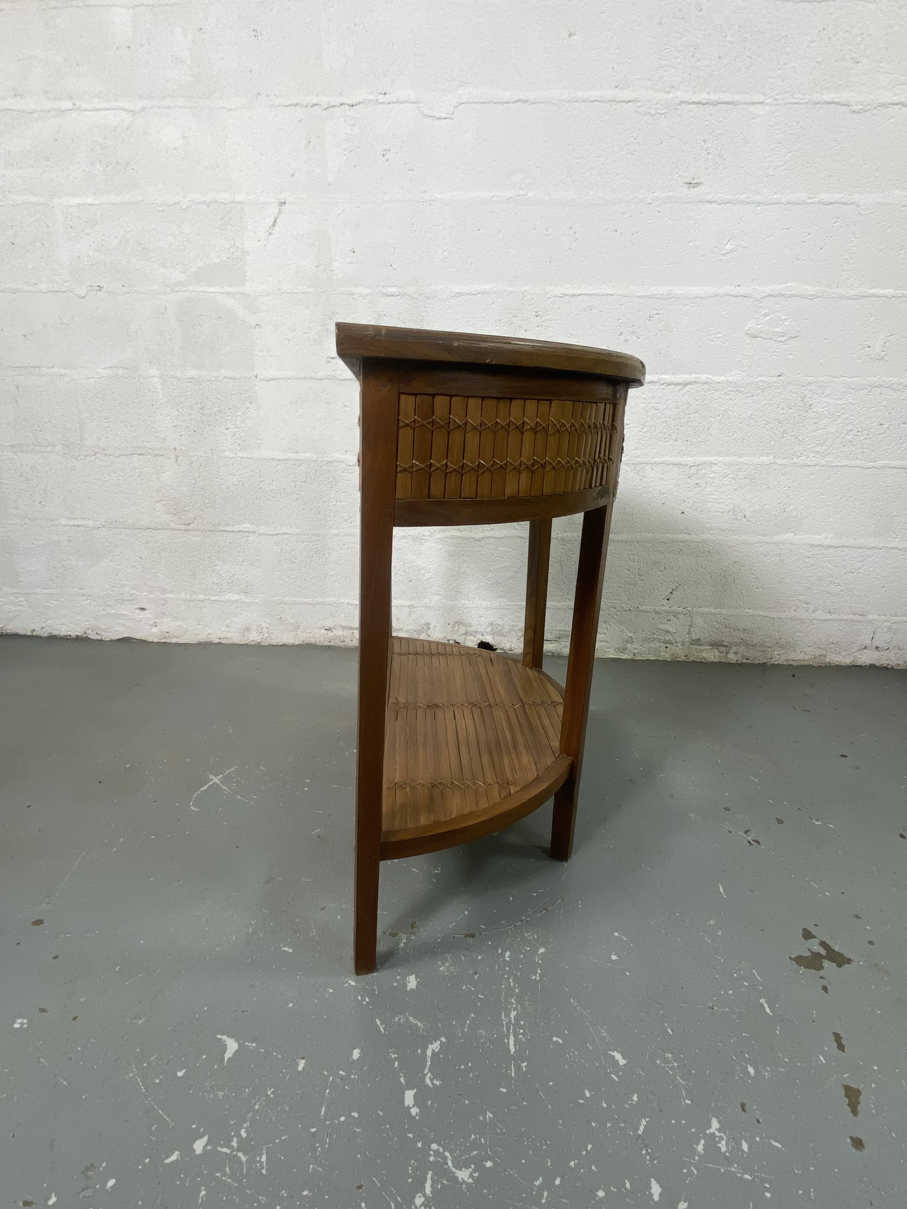 Side table in half-moon wood and bamboo