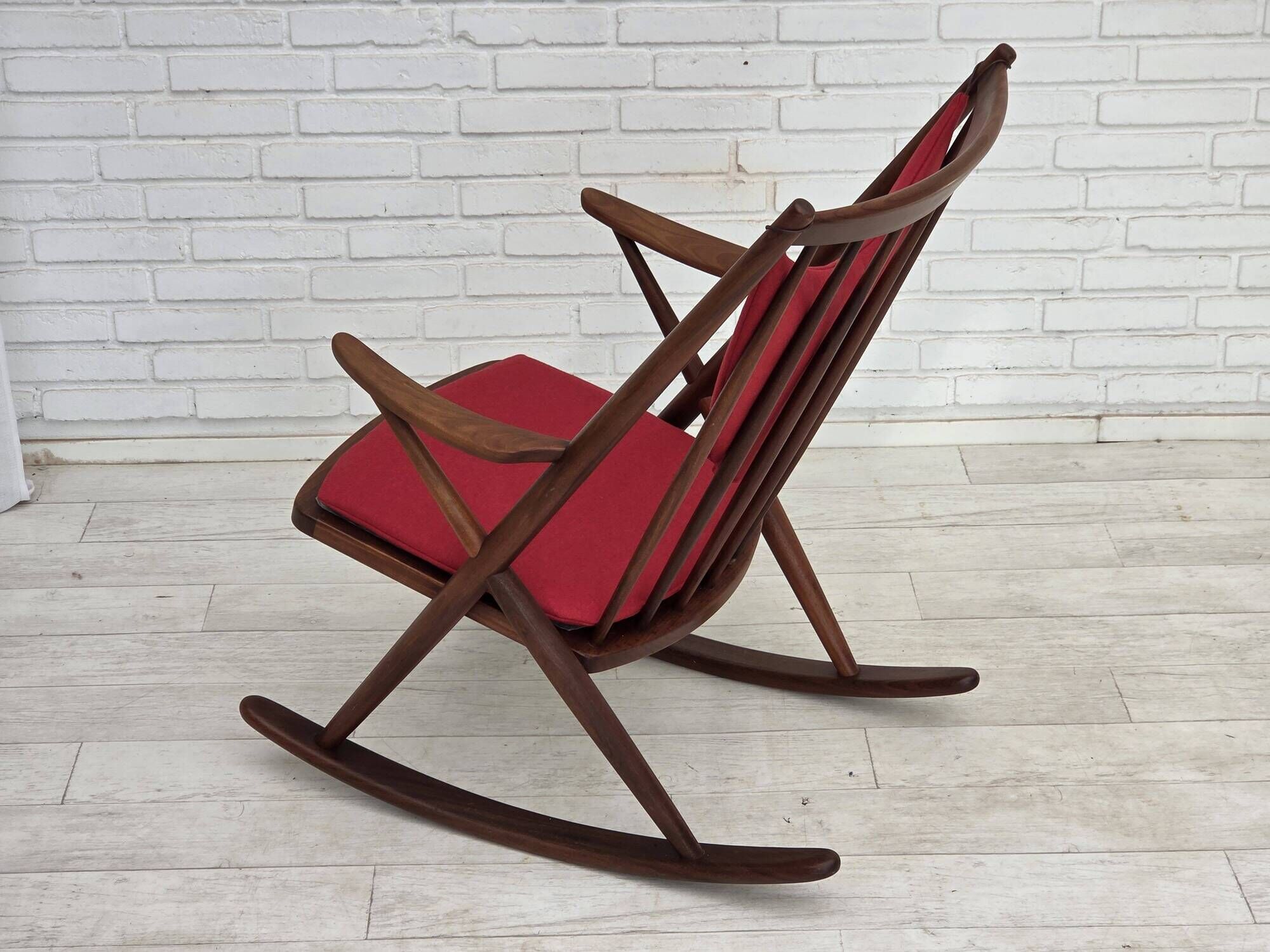 1960s Danish rocking chair by Frank Reenskaug, model 182, reupholstered.