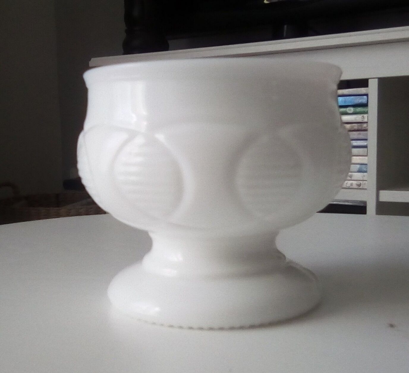 Old-footed cup in white opaline