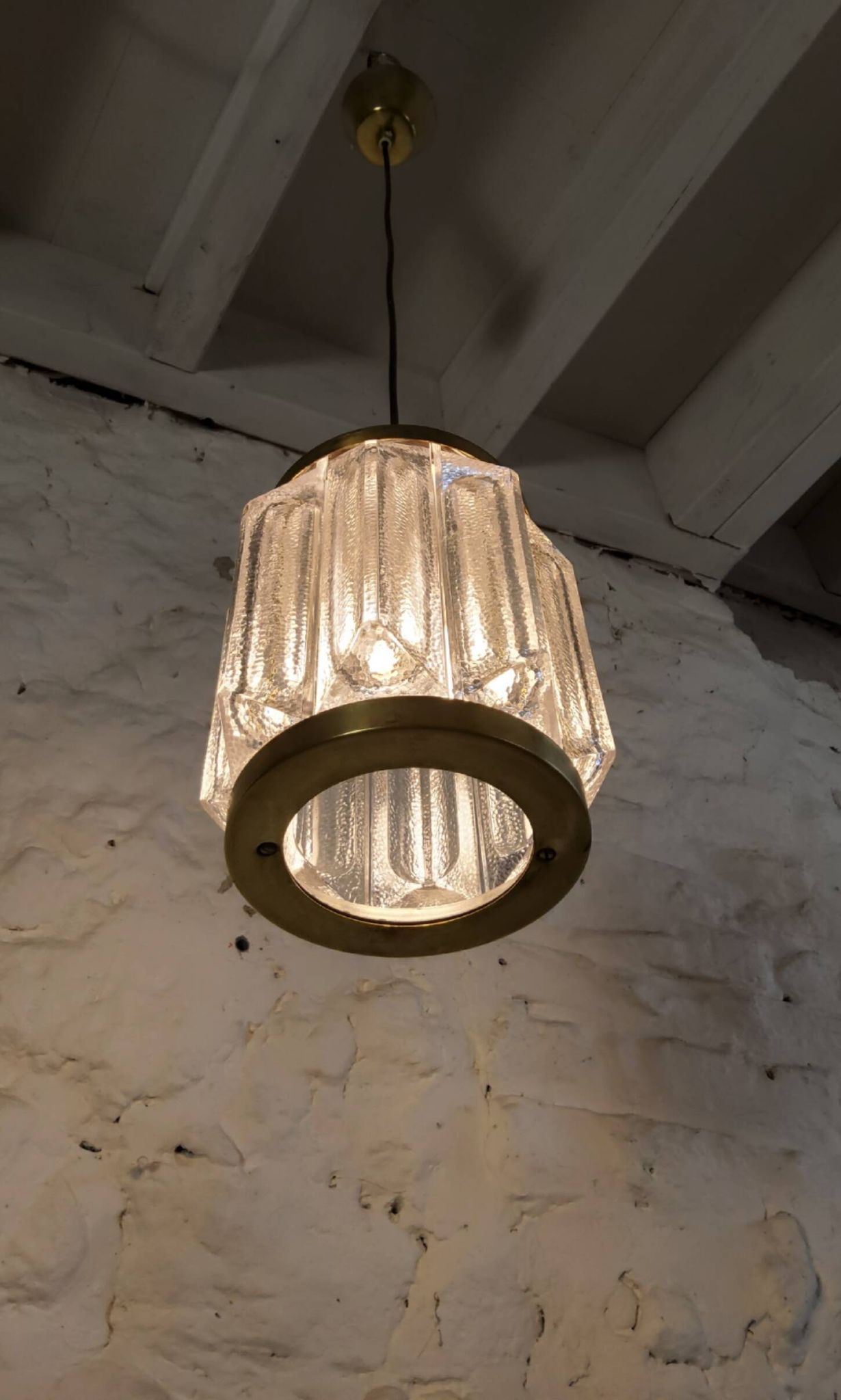 Scandinavian brass and glass pendant for Reijmyre by Paul Kedelv