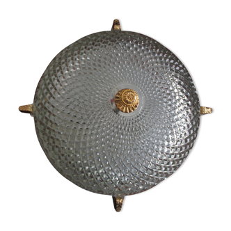 Brass ceiling light with moulded glass