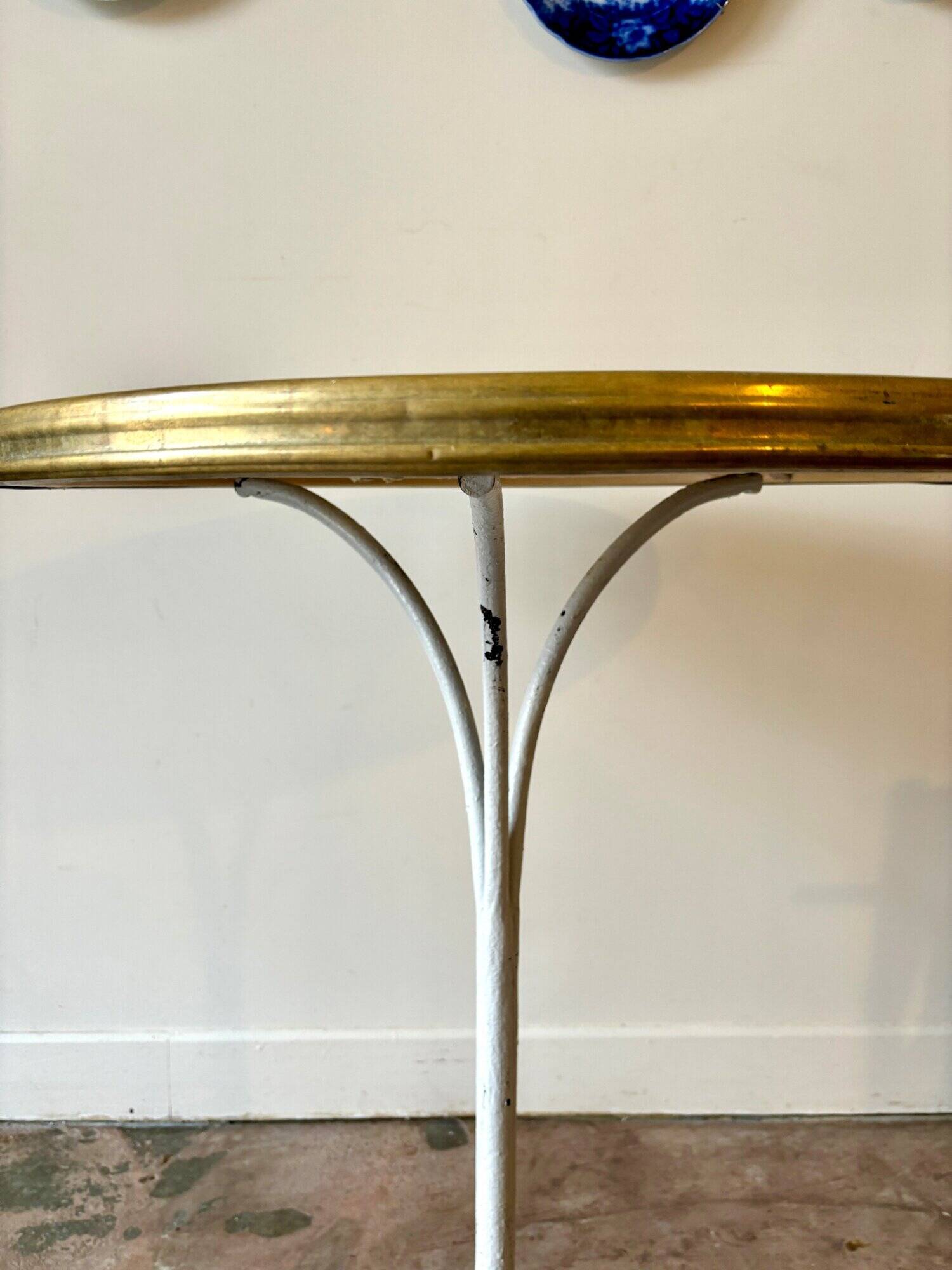 Table bistrot en fonte de fer grise et mélaminé beige ⌀ 60 cm