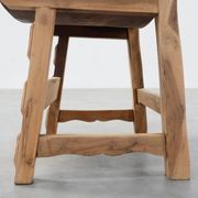 Brutalist armchair with carved rosettes and nailed wooden seat, Spain, 20th