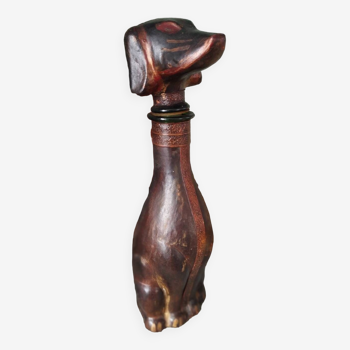 Dachshund bottle Empoli glass and leather