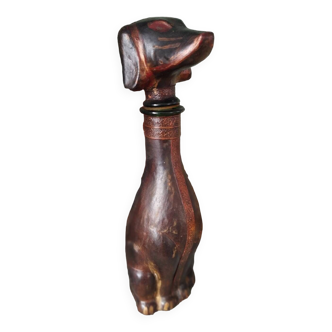 Dachshund bottle Empoli glass and leather