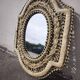 Wall mirror peacock filigree in rattan and wicker