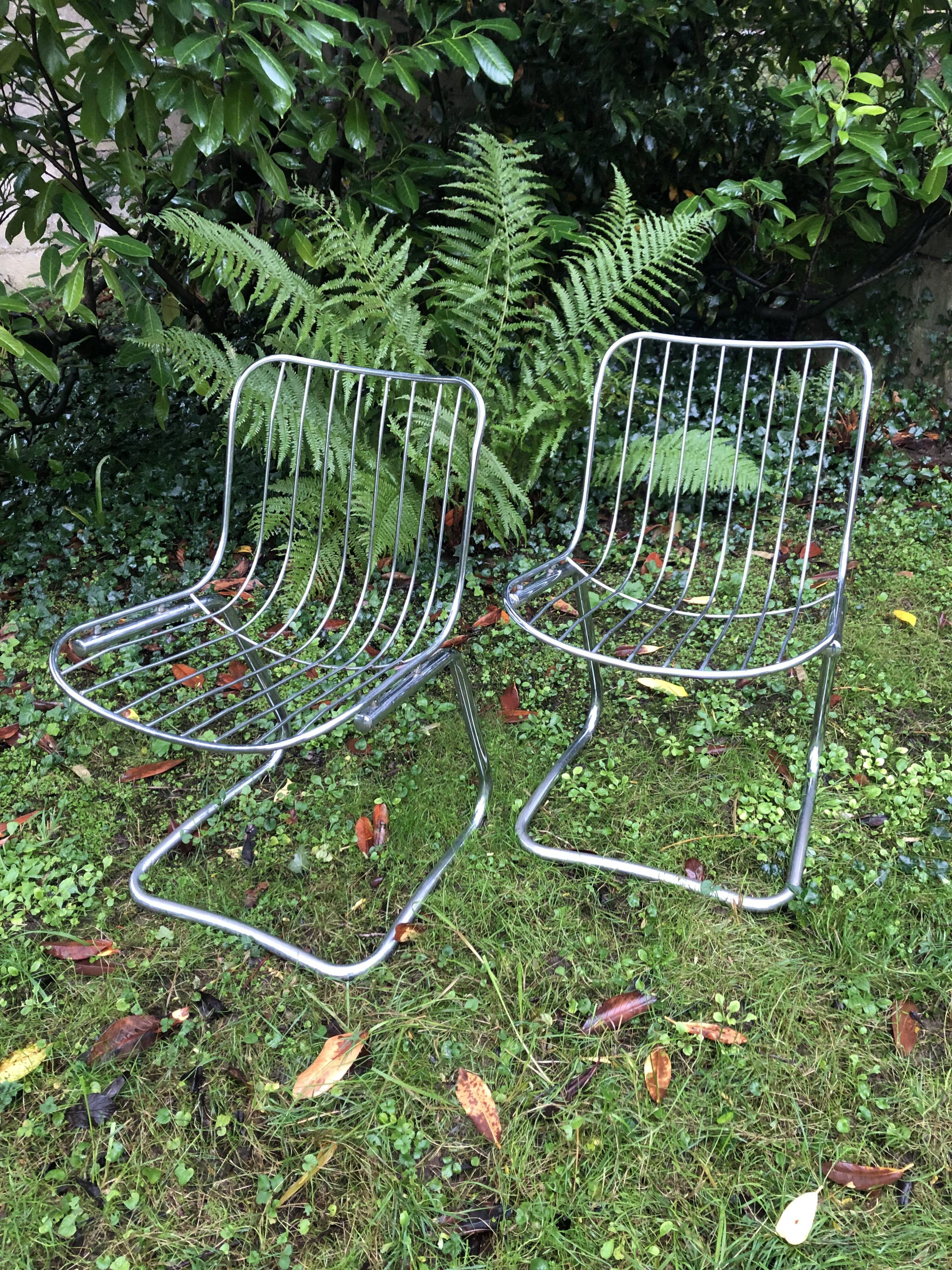 Chrome chairs style Rinaldi 70s