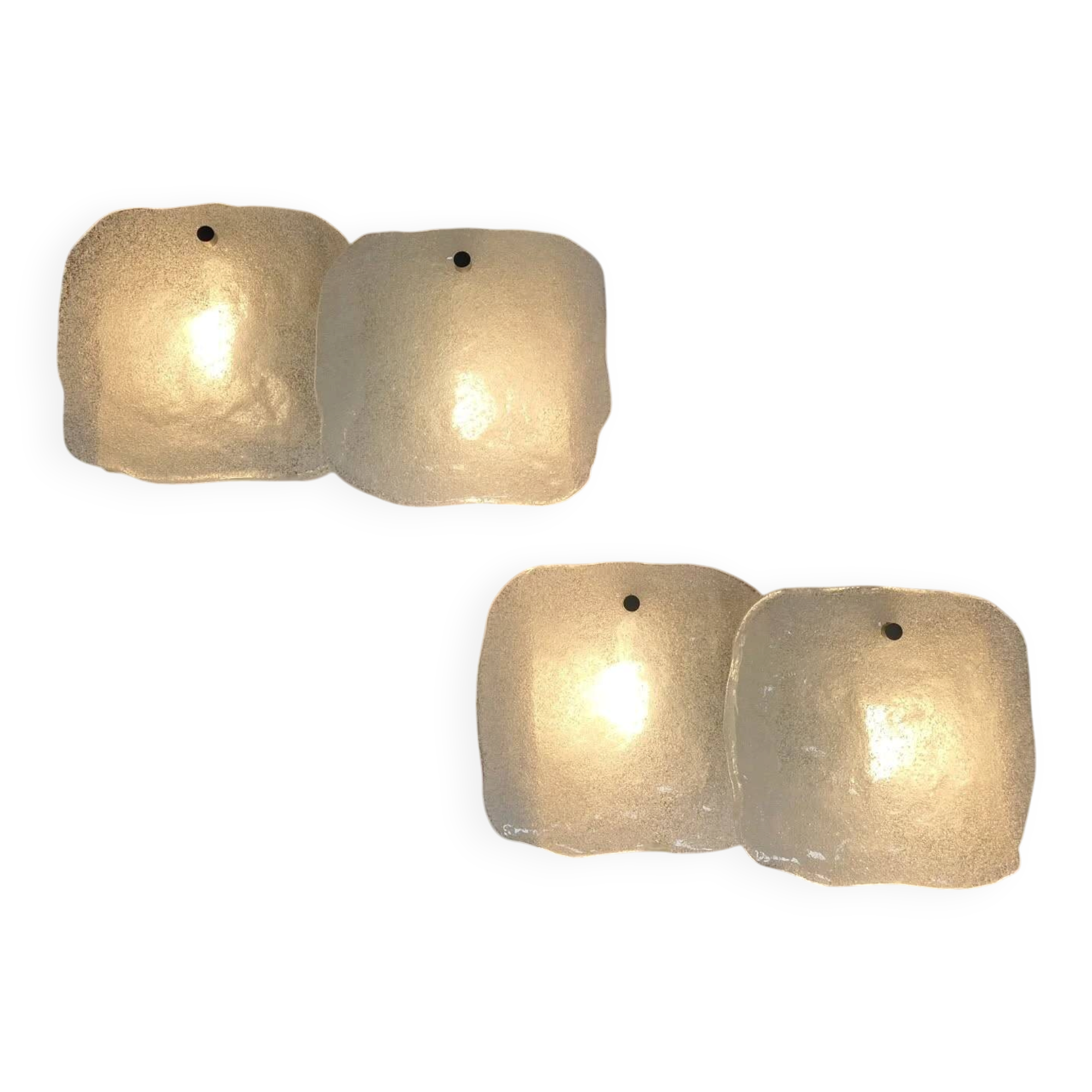Pair of frosted glass wall sconces, Kalmar Francken, 1970
