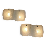 Pair of frosted glass wall sconces, Kalmar Francken, 1970