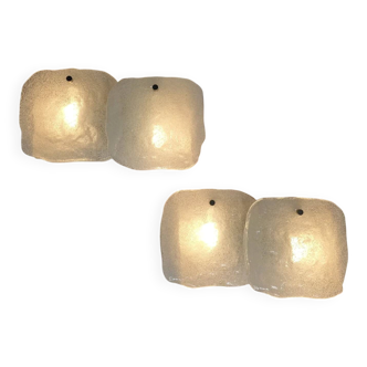 Pair of frosted glass wall sconces, Kalmar Francken, 1970