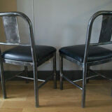 Pair of metal and industrial design leatherette chairs