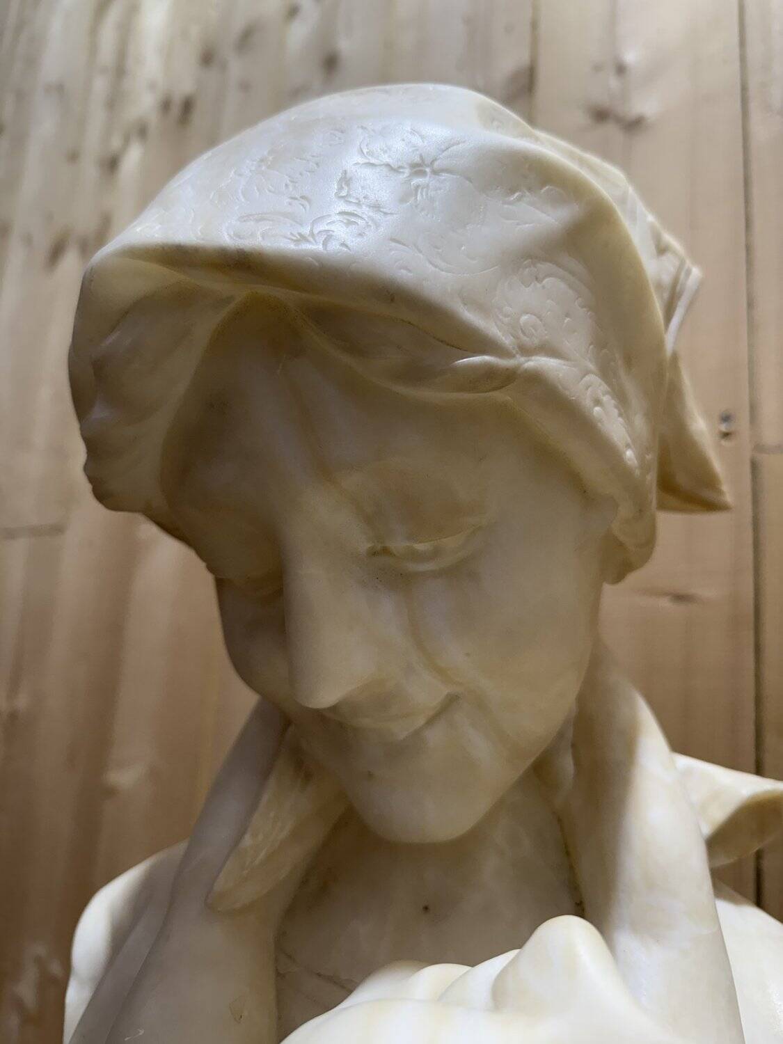 Buste italien en marbre Femme / Mère avec son enfant